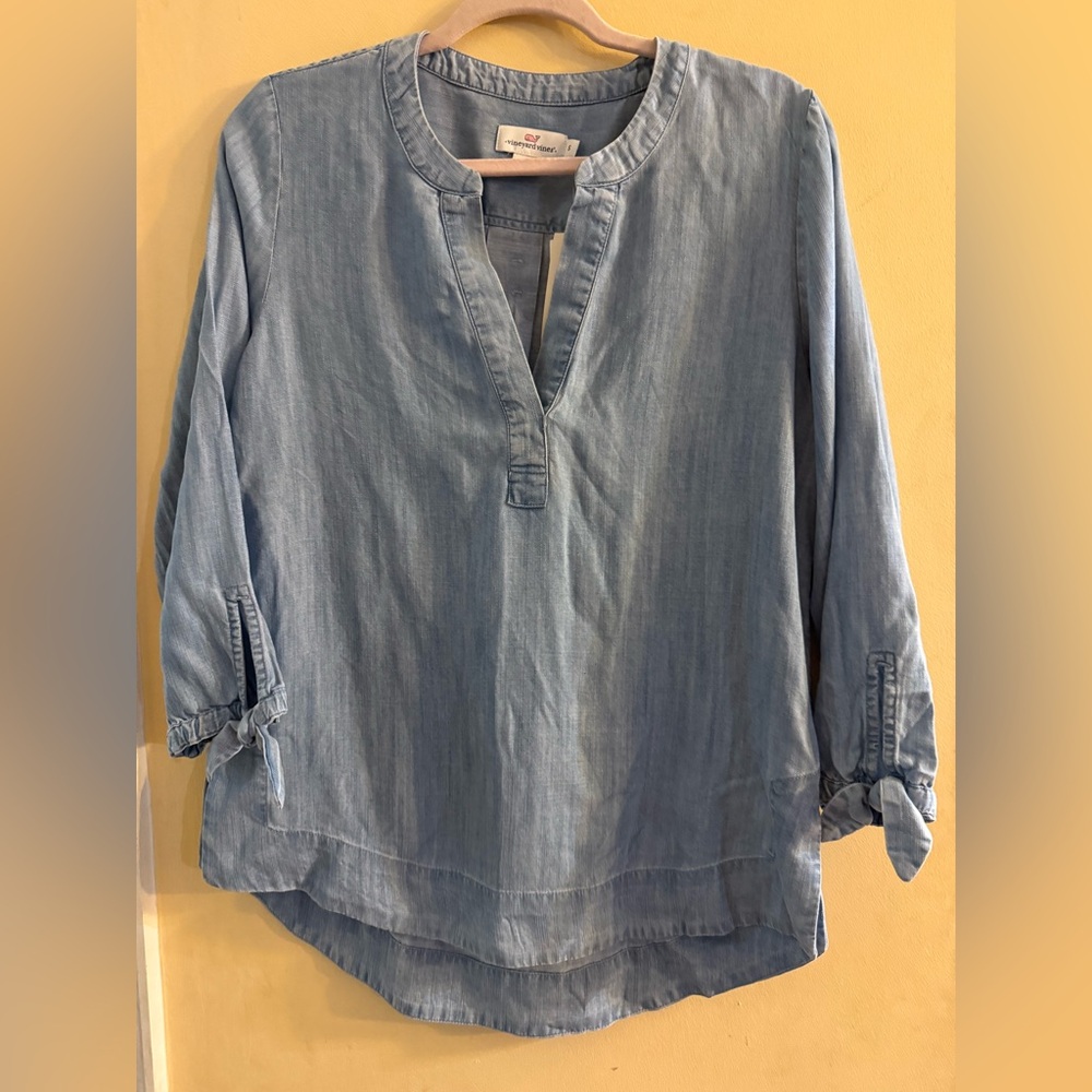 Vineyard Vines Light Blue Chambray Blouse